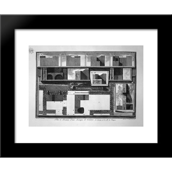 Plans of elevations and sections of Thermopolium 20x24 Framed Art Print by Pi...