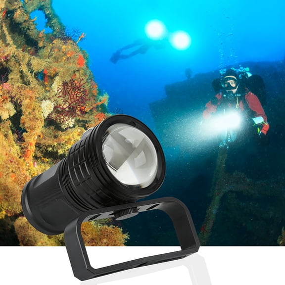 Plant Accessories Diving Fill Light Torch, Super Bright Corrosion 10800LM LED Flashlight with 2 Switches for Photography for Video Black