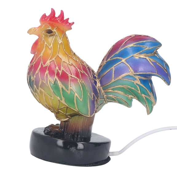 Plant Accessories LED Animal Table Lamp, Stained Resin Rooster Table Lamp USB 5V Plug for Home