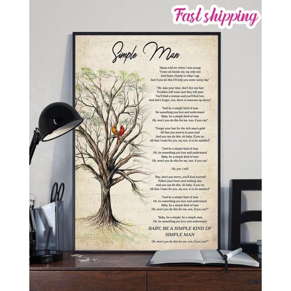 Plant And Cardinal Couple If You Can Baby Be A Simple Kind Of Simple Man poster Wall Art Vertical 16 x 24 Inch Poster