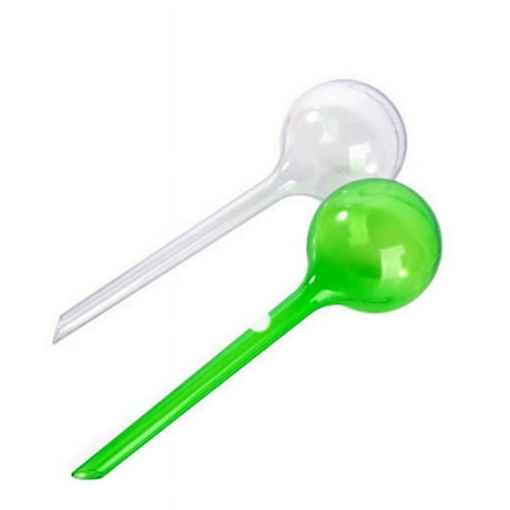 Plant Automatic Watering Plastic Bulbs Set -Two Large Watering Globes & Two Small Watering Globes (Transparent+Green) self watering globes Stakes