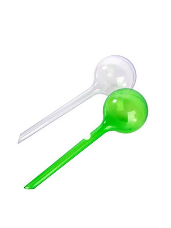 Plant Automatic Watering Plastic Bulbs Set -Two Large Watering Globes & Two Small Watering Globes (Transparent+Green) self watering globes Stakes