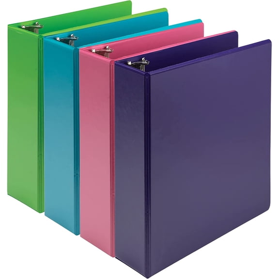 Plant-Based 3 Inch Round Ring, View Binder, Eco-Friendly, USDA Certified Biobased, 4 Pack, Fashion Assortment