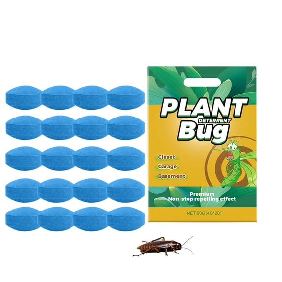 Plant-Based Bug Deterrent Tablets for Closet, Garage, and Basement, Long-Lasting Non-Stop Repelling Effect, 20 Pack