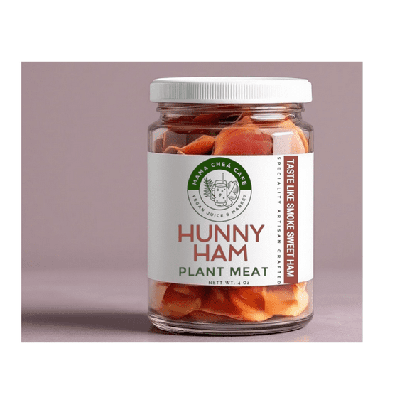 Plant Based Deli Smoked Hunny Ham, 4 Ounce -Vegan Ham (Cold Cut) Gluten Free glass jar