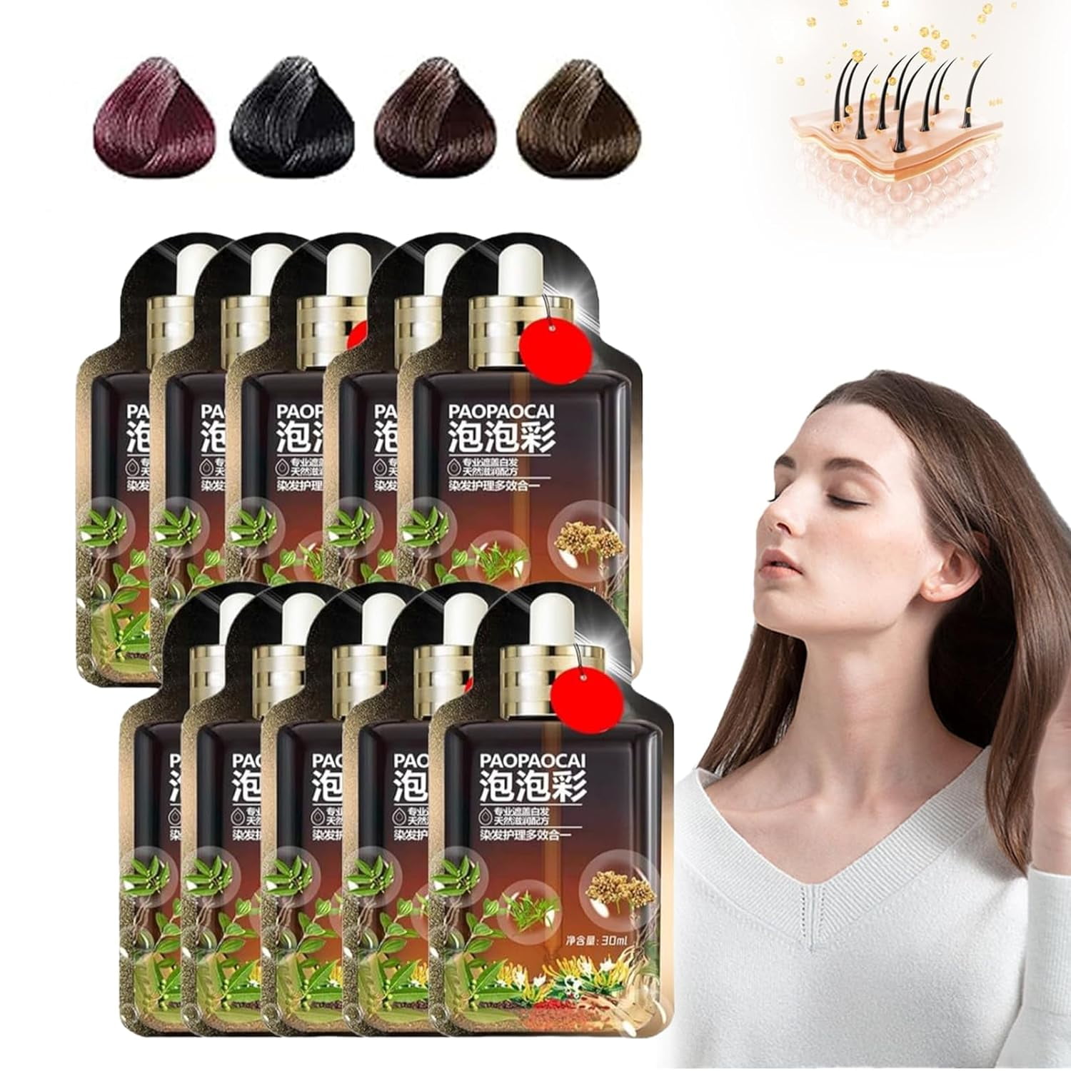 Plant Based Hair Dye Shampoo, Plant Extract Nondamage Hair Dye Cream