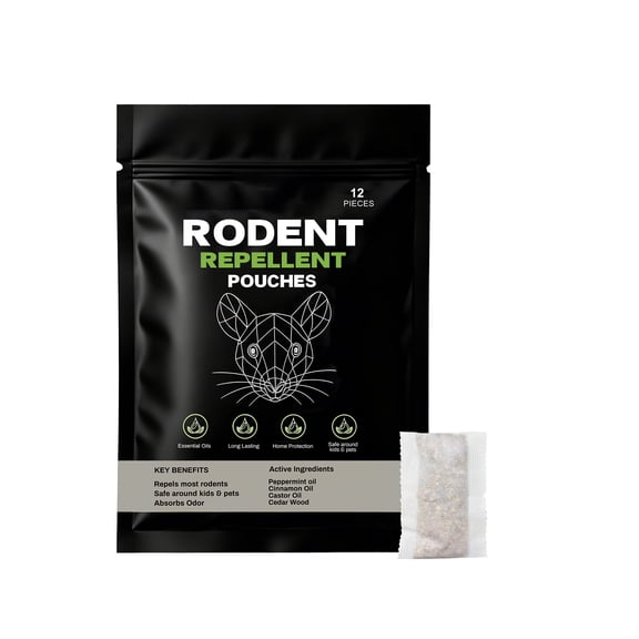 Plant-Based Natural Rodent Repellent Pouches - Peppermint Rat & Mouse Repellent for Home RV Garage Car Basement, Indoor & Outdoor Pest Control
