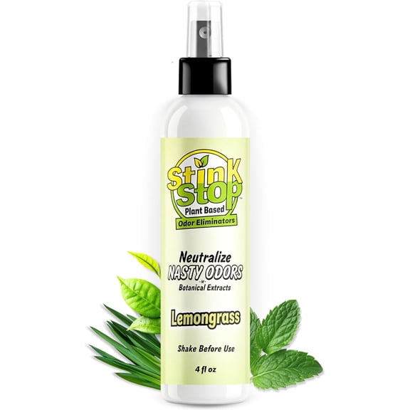 Plant Based Odor Eliminators: Neutralizing Spray - Refresh Stubborn Stinky Odors w/Botanical Extracts Area Deodorizer, Post Poop Spray & Car Interior Funk Freshener (4 fl oz, Lemongrass)