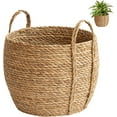 thumbnail image 1 of Basket Seagrass Basket Pot Rustic Woven Planter with Sturdy Handle Natural Decorative Storage Basket for Hotel Coffee Store Home Decor L Basket, 1 of 11