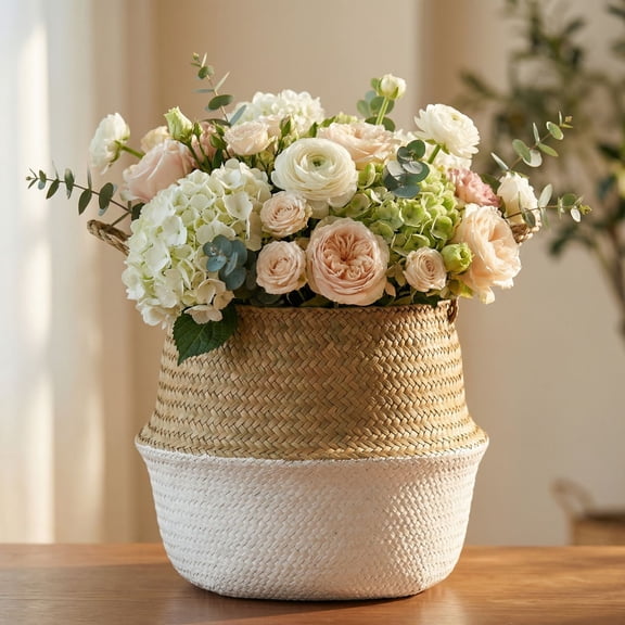 Plant Baskets Indoor Handwoven Seagrass Storage Bin For Home And Living Room Decor,I