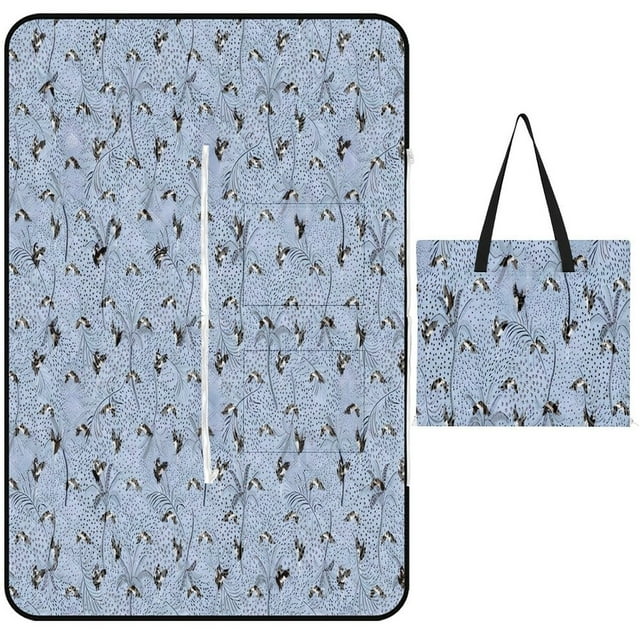 Plant Bird Leaves Waterproof Beach Mat Folding Mattress Portable Lightweight Picnic Mat ﻿Large Outdoor Camping Mat