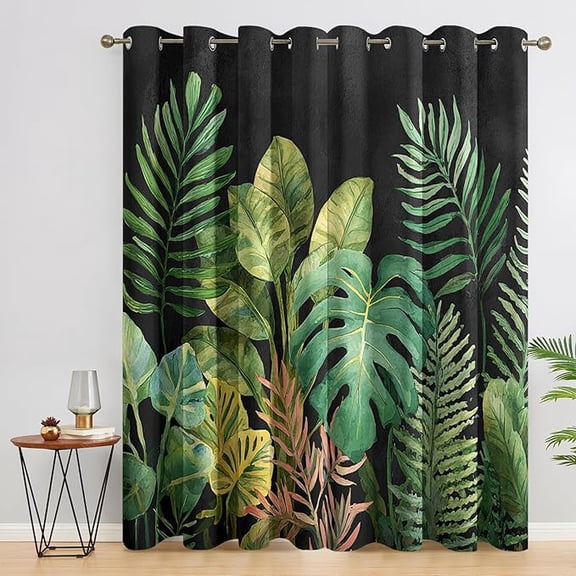 Plant Blackout Curtains, Tropical Jungle Grass Leaves Curtains for Bedroom Living Room Kitchen Window, Plant Home Decor Drapes 26"W x 54"L