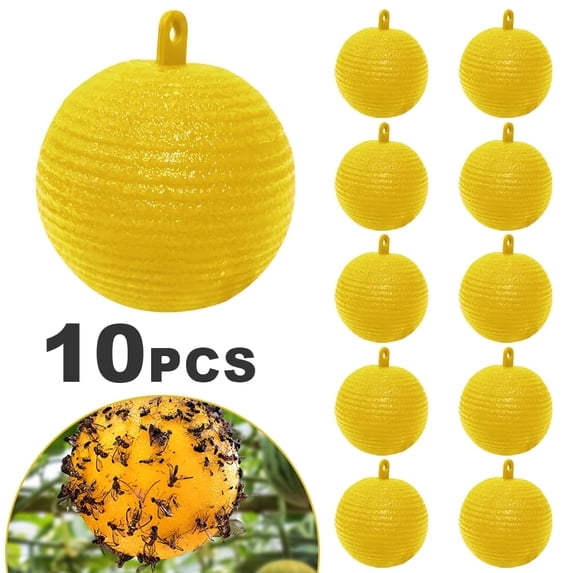 Plant Bug Sticky Traps Hanging Fly Sticky Ball Fly Trap Outdoor, Flying Insects Ball for Indoor Outdoor House Kitchen, Plants Trees Flying Insects Trap (3inch&10pcs) 