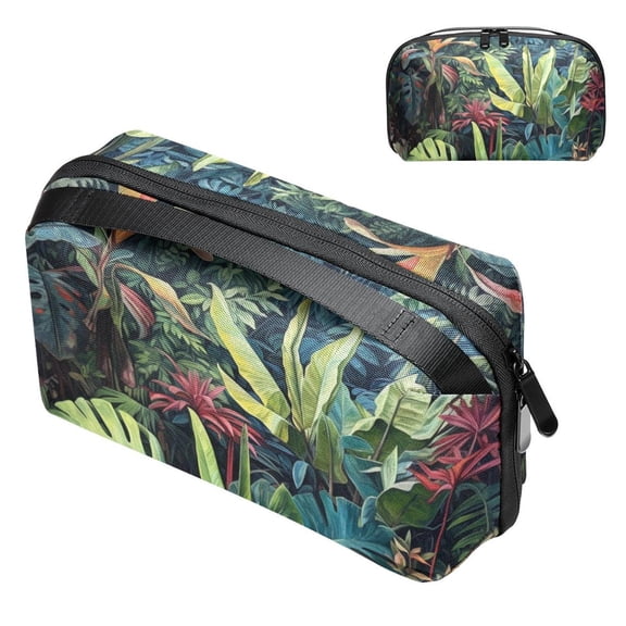Plant Cable Organizer Waterproof Oxford Cloth Travel Case, PC Case, Cable Organizer Bag, Cable Organizer Desk, Electronic Digital Products Storage Case 5.9x9.44x3.14 in