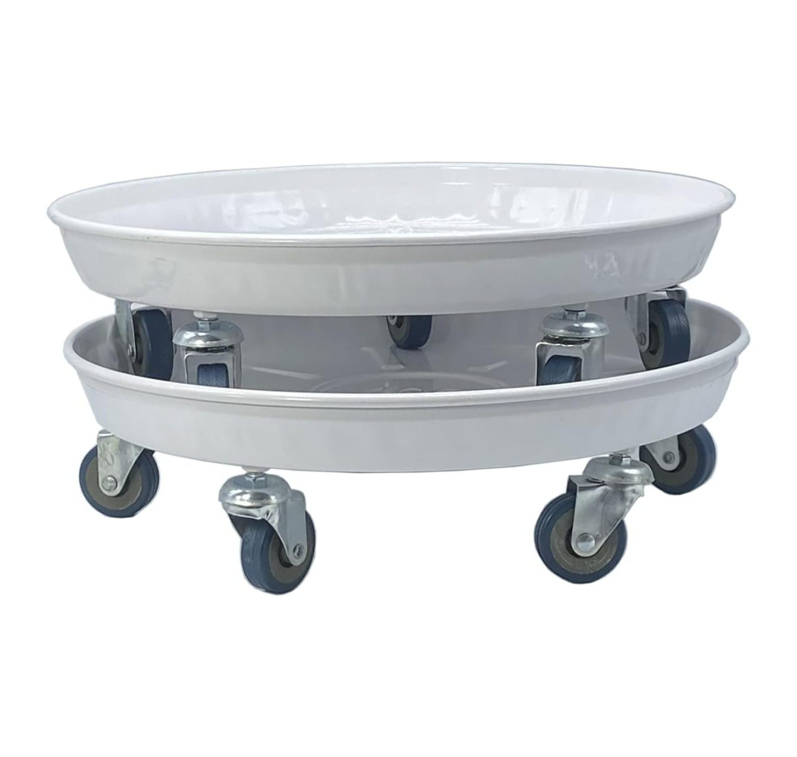 Plant Caddies with Wheels White 16 Inches 2Pcs,Heavy Duty Metal Plant
