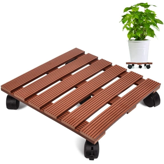 Plant Caddy Heavy Duty Plant Stands Pot with Wheels Indoor/Outdoor 14 Inches Brown