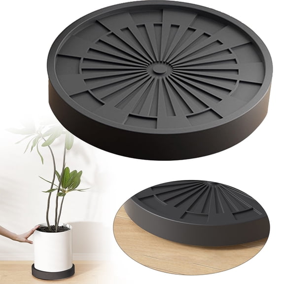 Plant Caddy with Hidden 360°Wheels,Circular Tray Flowerpots Wheel Tray Plant Stand Rolling Saucer Round Flower Pot Mover for Outdoor Indoor Large Plant Pots, Flower Pot, Patio(Black,11.02")