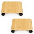 thumbnail image 1 of Plant Caddy Rolling Bamboo Plant Stand with Wheels Natural - 2 PCS, 1 of 5