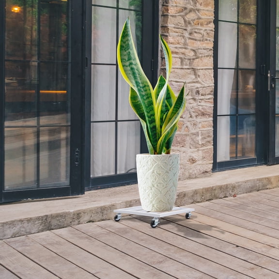 Plant Caddy with Wheels, 16inch Heavy Duty Metal Plant Stand, Square Iron Flowerpot Rolling Tray Rack, Movable Planter Dolly Trolley Tray Pallet for Outdoor Indoor Plants