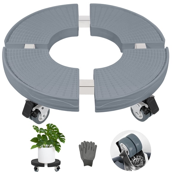 Plant Caddy with Wheels,1Pack Adjustable 15-20" Plant Stand with Lockable Caster Wheels 440LBS, Round Plant Roller Base Flower Pot for Indoor/Outdoor Large Planter, Flower Pot, Gray