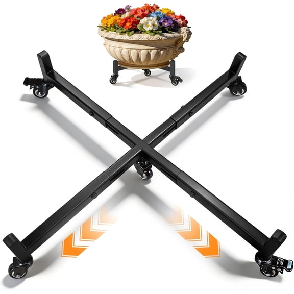 Plant Caddy with Wheels, Adjustable 22" to 30" Plant Stand Indoor Outdoor Heavy Duty 300LB Rolling Plant Dolly with 360° Lockable Casters for Indoor & Outdoor Large Planters