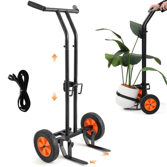 Heavy Duty Plant Dolly with Wheels for Large Pots, Rolling Plant Stand with Adjustable Clamp Arm, Potted Plant Mover Trolley for Garden Patio Indoor Outdoor, 175 lbs