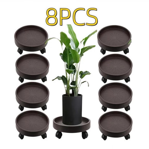 Plant Caddy with Wheels, Rolling Plant Stand for Moving Potted Flowers Indoor Outdoor, Brown