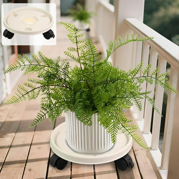 Plant Caddy with Wheels for Heavy Pots, 10 Inch Plastic Rolling Plant Stand Tray with Water Reservoir, Indoor Outdoor Flower Pot Holder up to 40 lbs