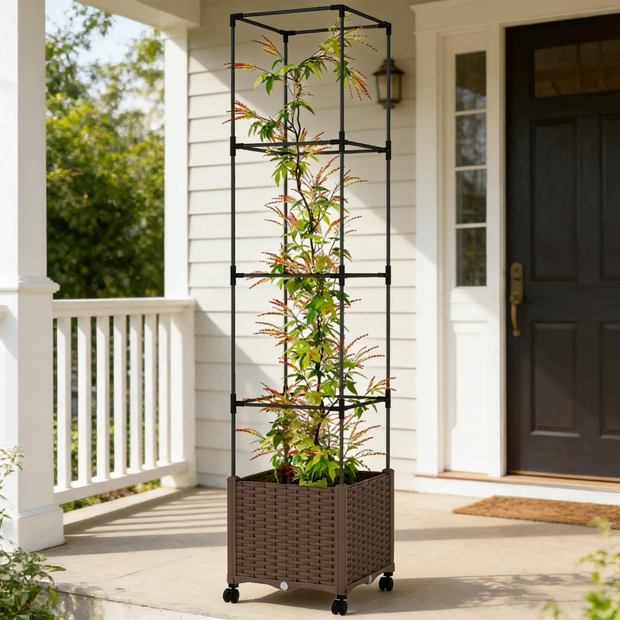 Plant Cage Raised Garden Bed Mobile Trellis Plant Bed