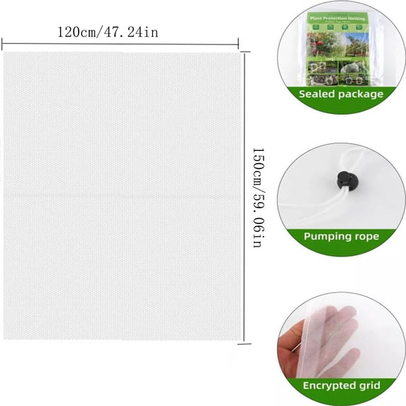 Plant Cover Bags, Reusable Thicken Encrypted Garden Netting Mesh with Drawstring, Fruit Tree Plant Protect Netting, Plant Cover for Pest, Insect Bird Barrier Netting (2 Pcs)