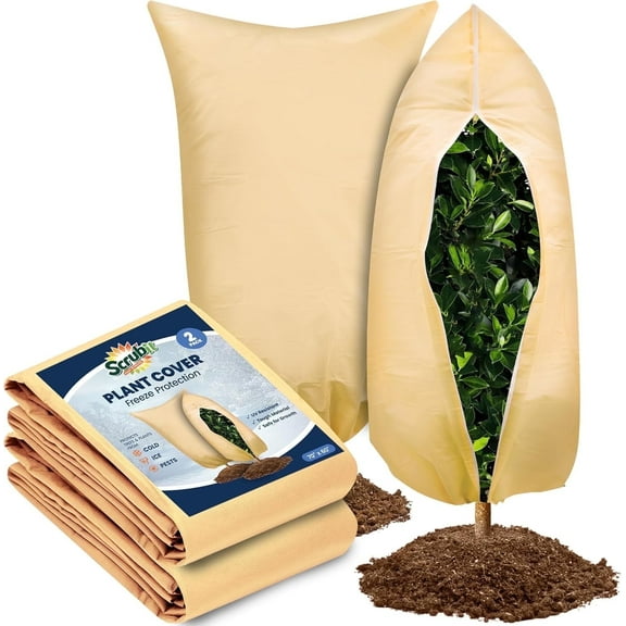 Scrub It Plant Covers, Beige, 60 x 70.8 in, 2-Pack