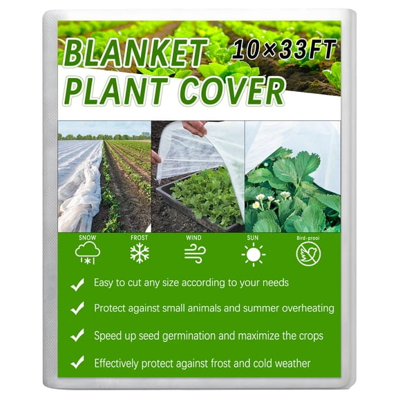 KORALAKIRI Plant Frost Cover for Winter, 10x33FT Frost Cloth Blanket Plant Freeze Protection for Raised Beds Vegetables Insect