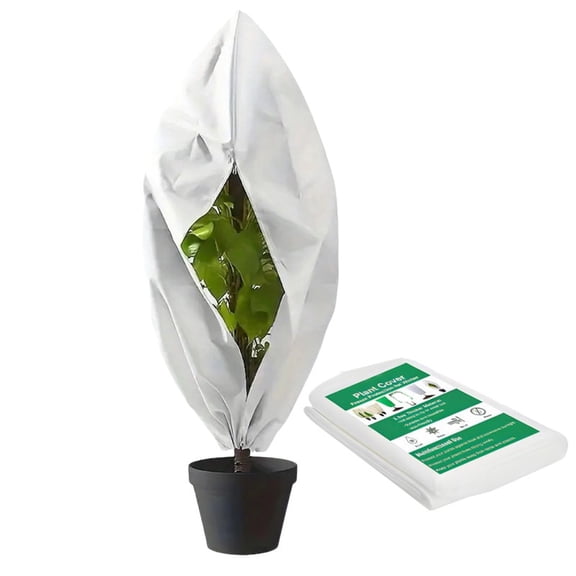 Plant Covers Freeze Protection 31.4" W x 47.2" H Winter Cold Weather Shrub Jacket with Zipper & Drawstring, Reusable Frost Blankets for Outdoor Plants Tree Potted Frost Protection Cloth (White)