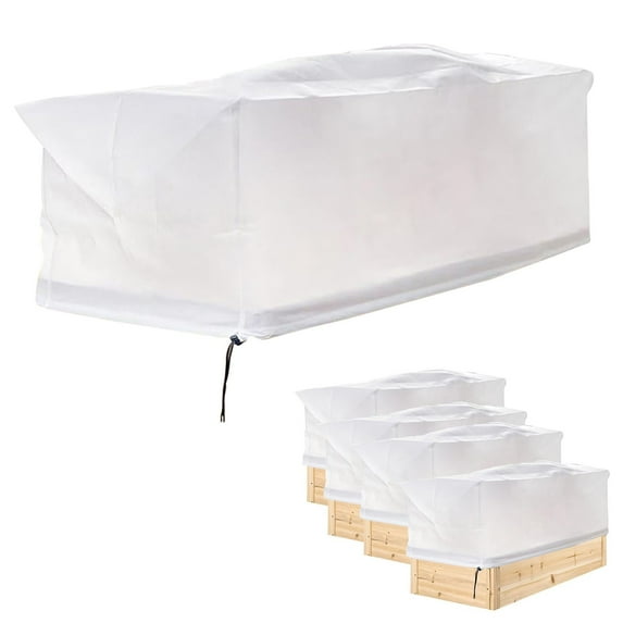 Plant Covers Freeze Protection, 39.4"x15.8"x17" Winter Plant Frost Blanket with Drawstring, Reusable Rectangular Frost Cloth, for Outdoor Plants, Shrubs & Raised Garden Beds (White)