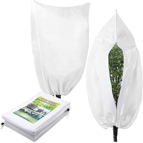 Plant Covers Freeze Protection, 47.2''×70.8'' Winter Cold Weather Frost Blankets Shrub Jacket with Drawstring Reusable Frost Protection Cloth for Outdoor Plants Fruit Tree Potted (2 Pack)