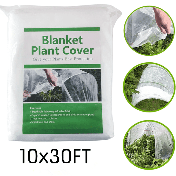 Plant Covers Freeze Protection, Floating Row Cover, Reusable Frost Cloth Blanket Floating Garden Fabric Plant Cover for Winter Frost Sun Pest Protection (10x30 ft )