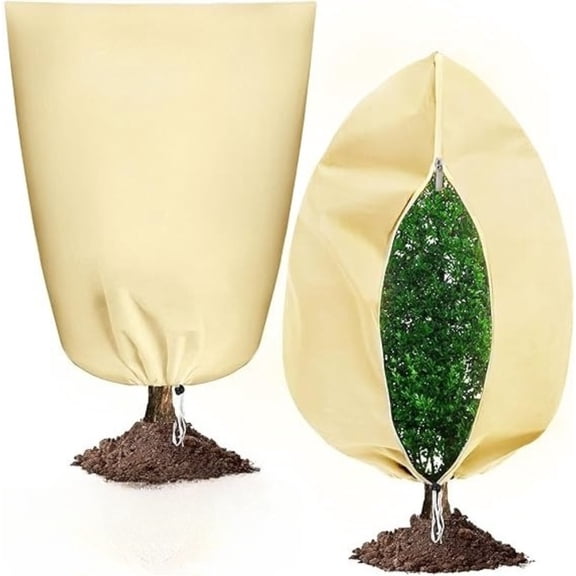 Plant Covers Freeze Protection, Garden Fleece Plant Protection Bag with Zipper Drawstring, Winter Plant Cover Frost Jacket Protector for Outdoor Cold Weather