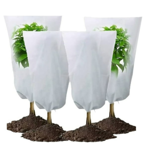 Plant Covers Freeze Protection,Heavy Duty Winter Cold Weather Frost Cloth Blankets, Garden Warm Jacket Bags for Outdoor Shrub Bush Fruit Tree Potted 60*80cm White