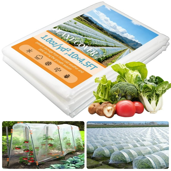 Plant Covers Frost & Sun Protection 10ft(L)x 4.5ft(W) x 4.5ft(H), Freeze Blanket to Low 28 F Temperatures Floating Row, Garden Fabric Material, Protect in Winter Cold, Gardening Down