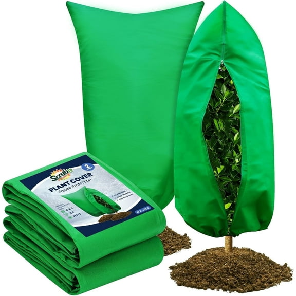 SCRUBIT Plant Covers Freeze Protection, Thick Winter Shrubs Frost Cloth, 47.2” x 70.8”, Green, 2-Pack
