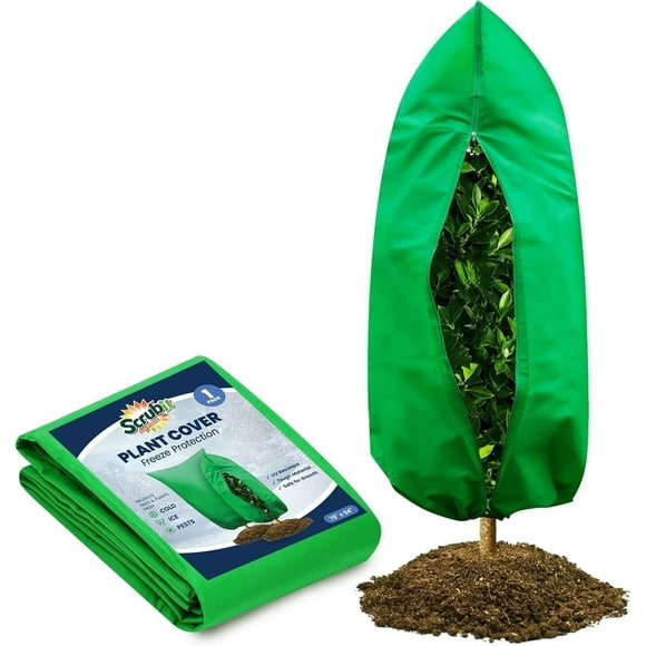 SCRUBIT Plant Covers, Freeze Protection Frost Cloth, Non-Woven Fabric, 78 x 94 in, Green, 1 Pack