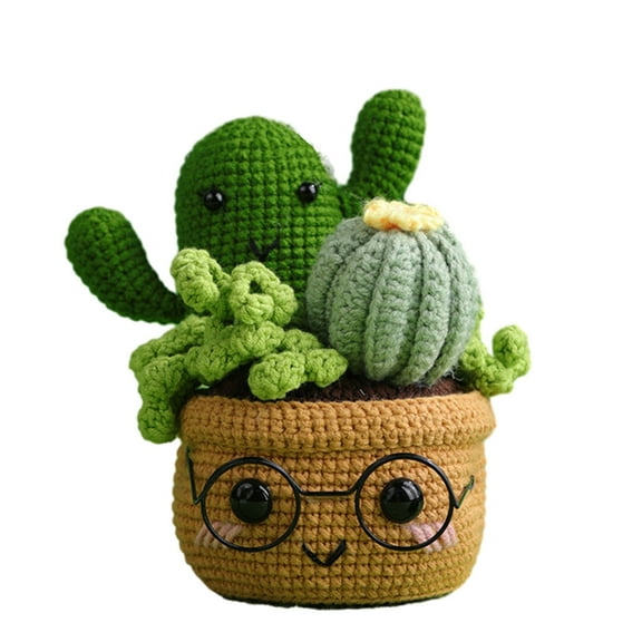 Plant Crochet Kits Beginners Crochet Kits DIY Animal Crochet Yarn Set with Crochet Hooks & Threaders for Beginners
