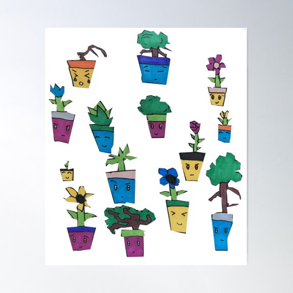 Plant Doodles Poster Wall Art, Modern Wall Decor For Living Room Bedroom, 8x12 UNFRAMED