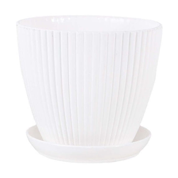 Plant Drainage Tray, Outdoor and Garden, 3.5X3.1 In, Thickened Ribbed Plastic, Small Plant Pot, White, Balcony Placement, 1 Pc Set, Lightweight Build