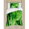 thumbnail image 1 of Plant Duvet Cover Set, Close-up Tropic Foliage Pattern Helleborus Leaves Natural Herbs Wildflowers, Decorative 2 Piece Bedding Set with 1 Pillow Shams, Twin Size, Lime Green, by Ambesonne, 1 of 3