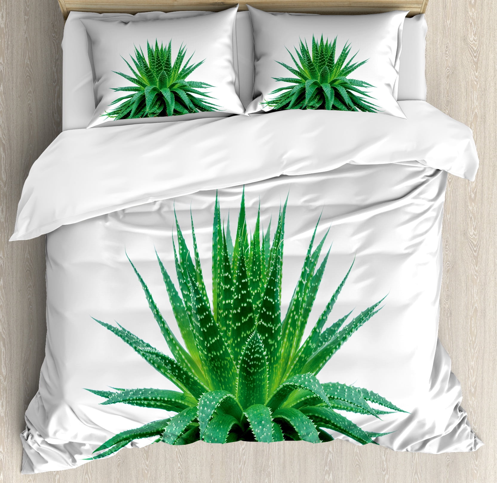 Plant Duvet Cover Set, Medicinal Aloe Vera with Vibrant Colors ...