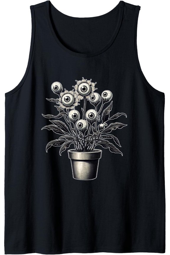 Plant Eyeballs Weird Eyes Goth Grunge Odd Surreal Weirdcore Tank Top Size S-3XL