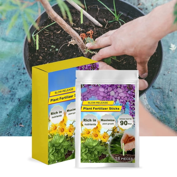 Plant Fertilizer Sticks, Slow Release All-Purpose Nutrients for Indoor Outdoor Potted Plants, Continuous Feeding up to 90 Days, Easy Insert Soil Spikes for Flowers Foliage and Green Plants