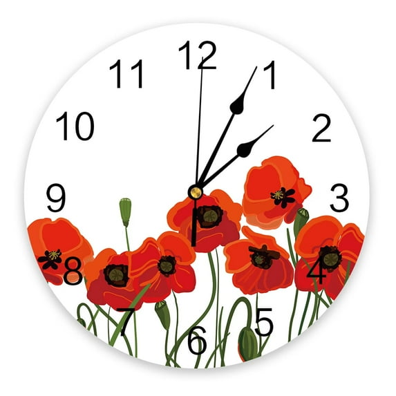 Plant Flower Poppy Petal Wall Clock Modern Design Living Room Decoration Kitchen Silent Clock Home Decor