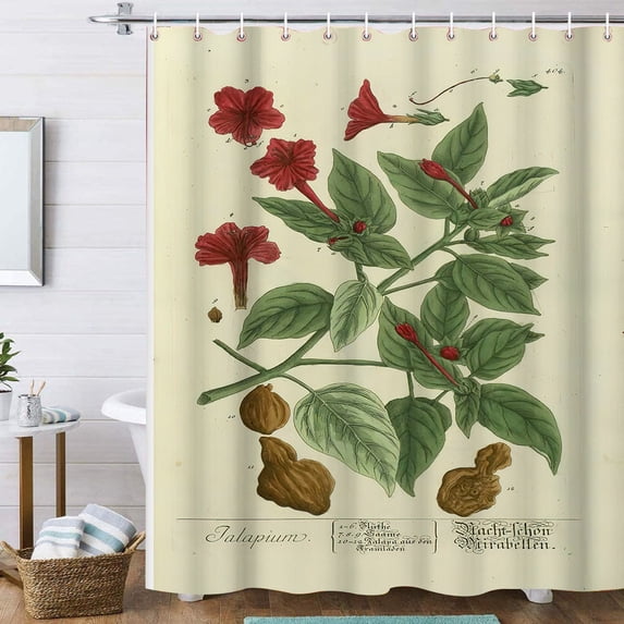 Plant Flower Shower Curtain 3d Printing Green Leaves Retro Bathtub Screen Waterproof Polyester Bathroom Curtains Bathroom r